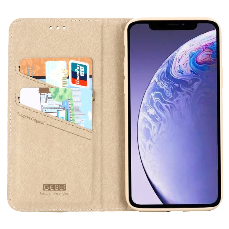 For iPhone 11 GEBEI Top-grain Leather Horizontal Flip Protective Case with Holder & Card Slots(Khaki) - HoMEdemic™ 