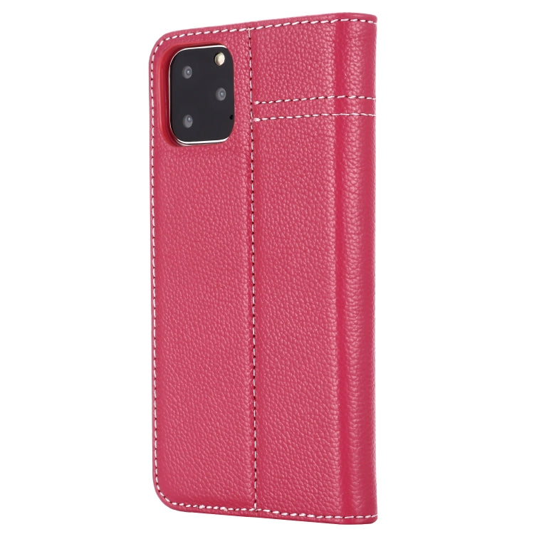 For iPhone 11 GEBEI Top-grain Leather Horizontal Flip Protective Case with Holder & Card Slots(Rose Red) - HoMEdemic™ 