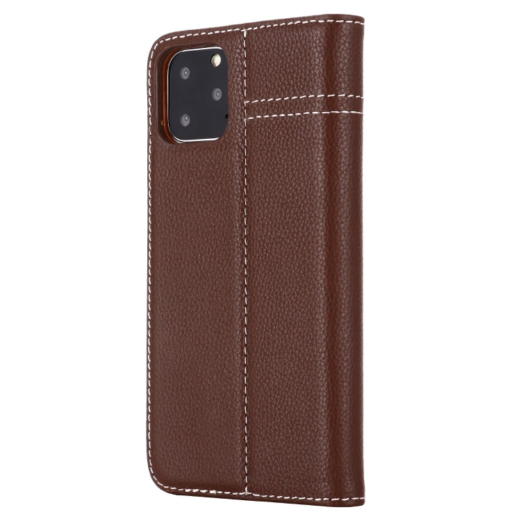 For iPhone 11 GEBEI Top-grain Leather Horizontal Flip Protective Case with Holder & Card Slots(Brown) - HoMEdemic™ 
