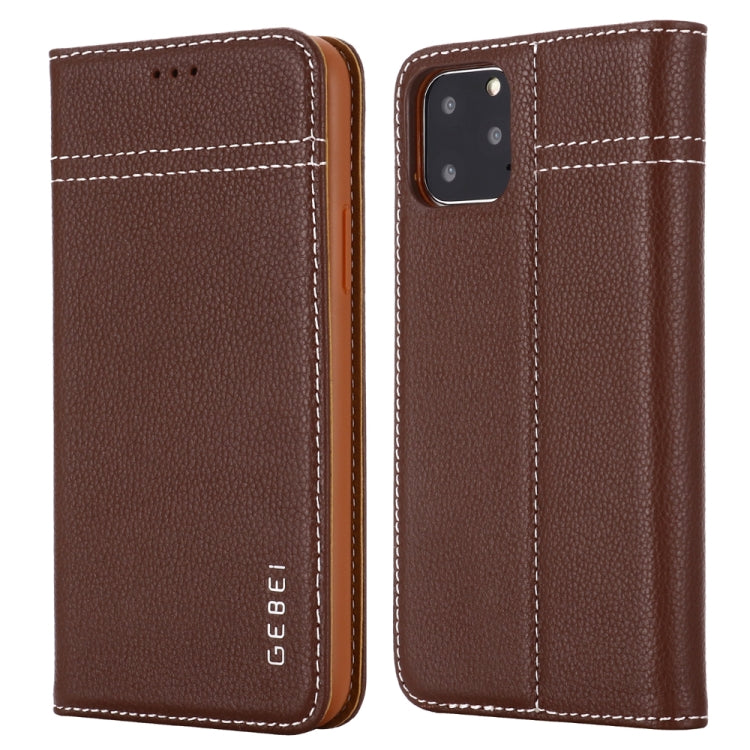 GEBEI Top-grain Leather Horizontal Flip Protective Case with Holder & Card Slots, For iPhone 11, For iPhone 11 Pro, For iPhone 11 Pro Max, For iPhone XS / X, For iPhone XR