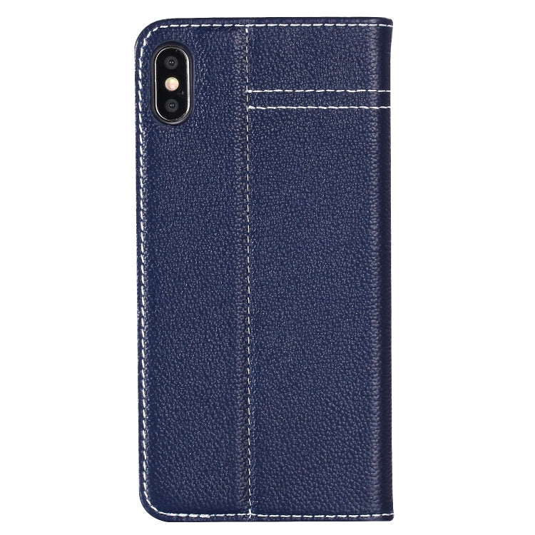 For iPhone XS Max GEBEI Top-grain Leather Horizontal Flip Protective Case with Holder & Card Slots(Blue) - HoMEdemic™ 