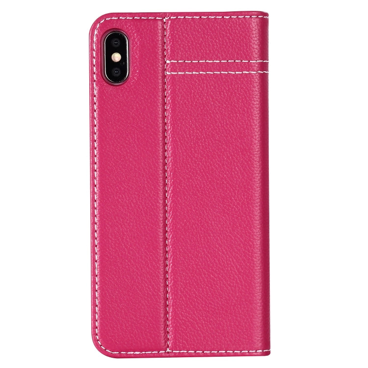 For iPhone XS Max GEBEI Top-grain Leather Horizontal Flip Protective Case with Holder & Card Slots(Rose Red) - HoMEdemic™ 
