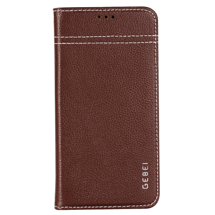 For iPhone XS Max GEBEI Top-grain Leather Horizontal Flip Protective Case with Holder & Card Slots(Brown) - HoMEdemic™ 