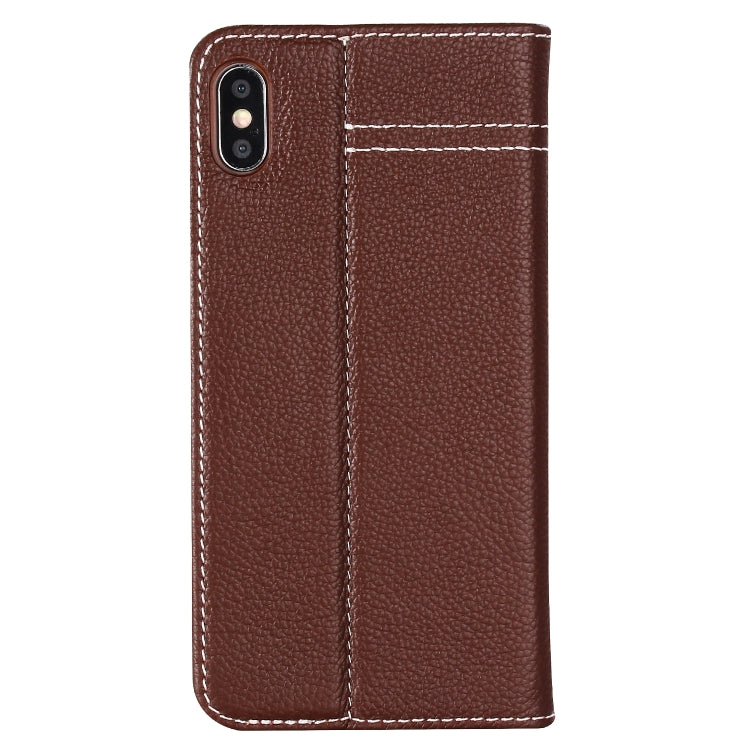 For iPhone XS Max GEBEI Top-grain Leather Horizontal Flip Protective Case with Holder & Card Slots(Brown) - HoMEdemic™ 