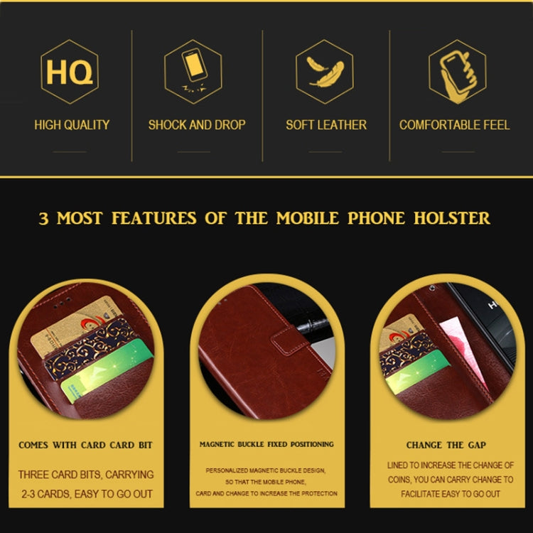 For iPhone 13 idewei Crazy Horse Texture Horizontal Flip Leather Case with Holder & Card Slots & Wallet(Black) - HoMEdemic™ 
