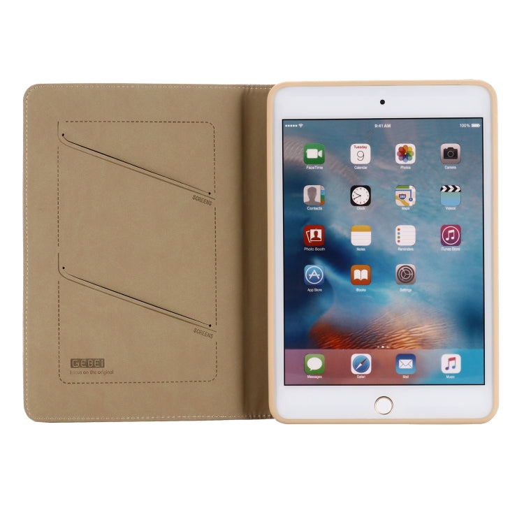 For iPad Mini 2019 & 4 & 3 & 2 & 1 GEBEI PU+TPU Horizontal Flip Protective Case with Holder & Card Slots(Gold) - HoMEdemic™ 