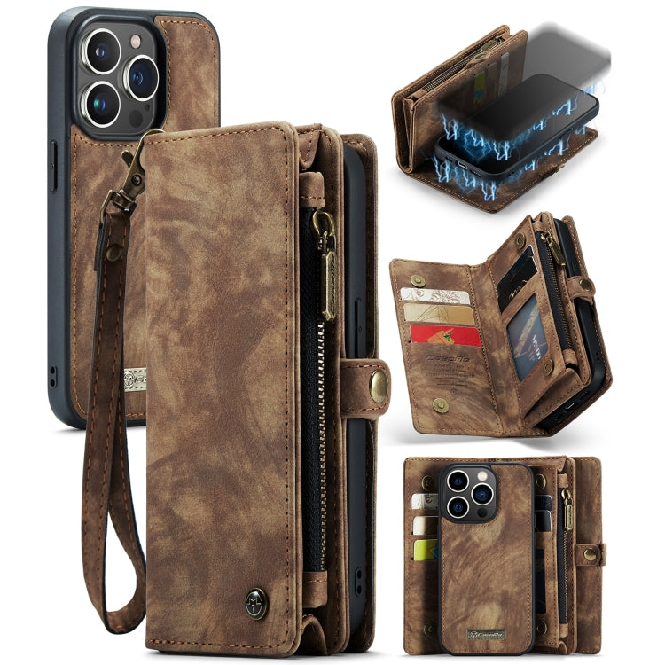 For iPhone 13 Pro Max CaseMe-008 Detachable Multifunctional Horizontal Flip Leather Case with Card Slot & Holder & Zipper Wallet & Photo Frame (Brown) - HoMEdemic™ 
