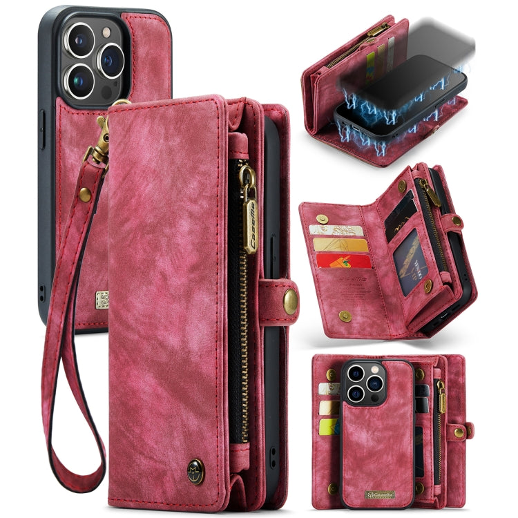 For iPhone 13 Pro Max CaseMe-008 Detachable Multifunctional Horizontal Flip Leather Case with Card Slot & Holder & Zipper Wallet & Photo Frame (Red) - HoMEdemic™ 