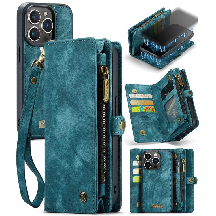 For iPhone 13 Pro Max CaseMe-008 Detachable Multifunctional Horizontal Flip Leather Case with Card Slot & Holder & Zipper Wallet & Photo Frame (Blue) - HoMEdemic™ 