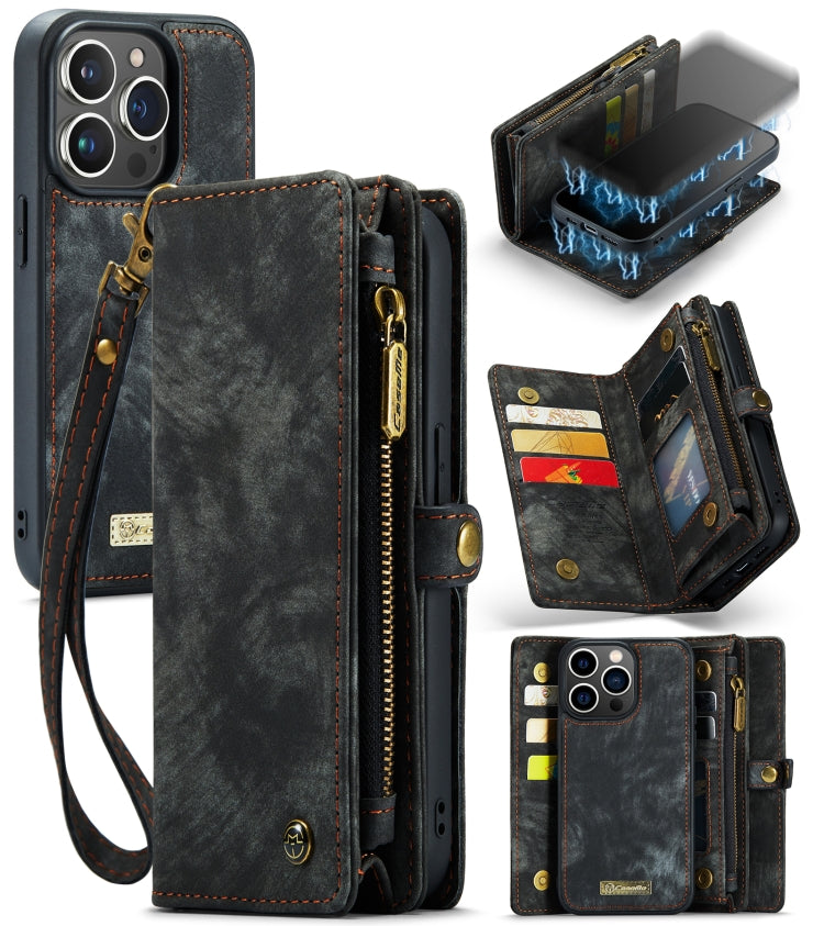 For iPhone 13 Pro CaseMe-008 Detachable Multifunctional Horizontal Flip Leather Case with Card Slot & Holder & Zipper Wallet & Photo Frame (Black) - HoMEdemic™ 