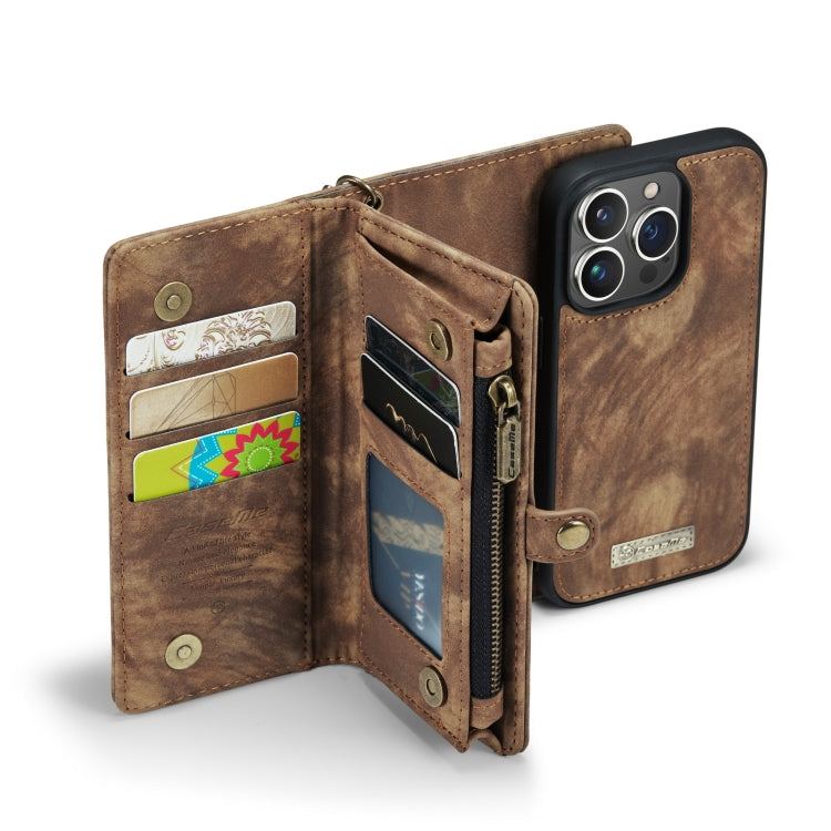 For iPhone 13 Pro CaseMe-008 Detachable Multifunctional Horizontal Flip Leather Case with Card Slot & Holder & Zipper Wallet & Photo Frame (Brown) - HoMEdemic™ 