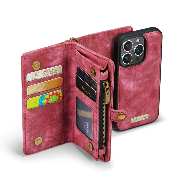 For iPhone 13 Pro CaseMe-008 Detachable Multifunctional Horizontal Flip Leather Case with Card Slot & Holder & Zipper Wallet & Photo Frame (Red) - HoMEdemic™ 