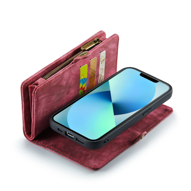 For iPhone 13 Pro CaseMe-008 Detachable Multifunctional Horizontal Flip Leather Case with Card Slot & Holder & Zipper Wallet & Photo Frame (Red) - HoMEdemic™ 