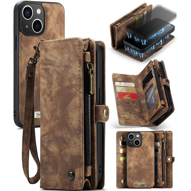 For iPhone 13 CaseMe-008 Detachable Multifunctional Horizontal Flip Leather Case with Card Slot & Holder & Zipper Wallet & Photo Frame(Brown) - HoMEdemic™ 