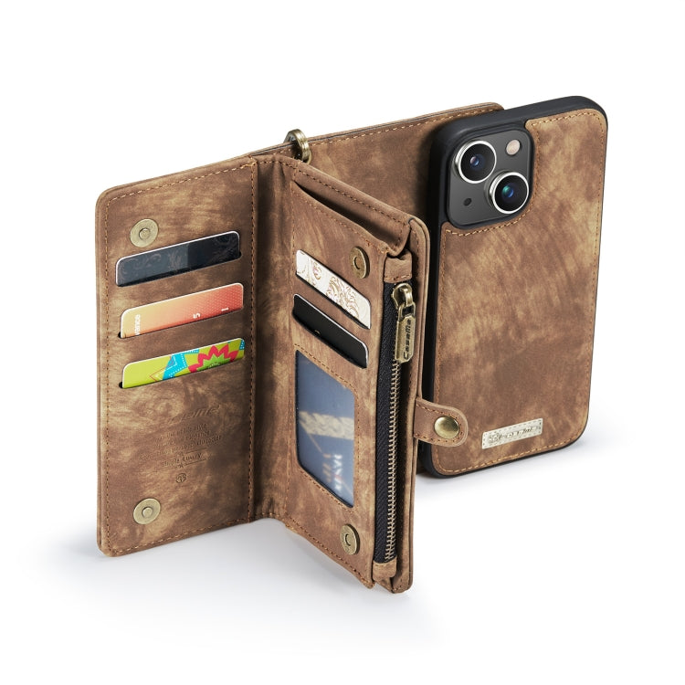 For iPhone 13 CaseMe-008 Detachable Multifunctional Horizontal Flip Leather Case with Card Slot & Holder & Zipper Wallet & Photo Frame(Brown) - HoMEdemic™ 