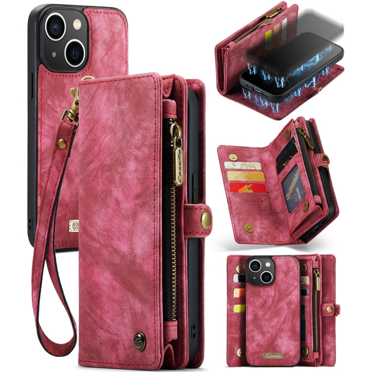 For iPhone 13 CaseMe-008 Detachable Multifunctional Horizontal Flip Leather Case with Card Slot & Holder & Zipper Wallet & Photo Frame(Red) - HoMEdemic™ 