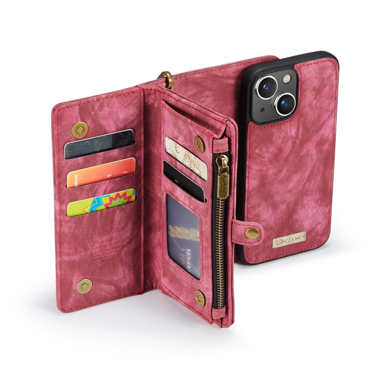 For iPhone 13 CaseMe-008 Detachable Multifunctional Horizontal Flip Leather Case with Card Slot & Holder & Zipper Wallet & Photo Frame(Red) - HoMEdemic™ 