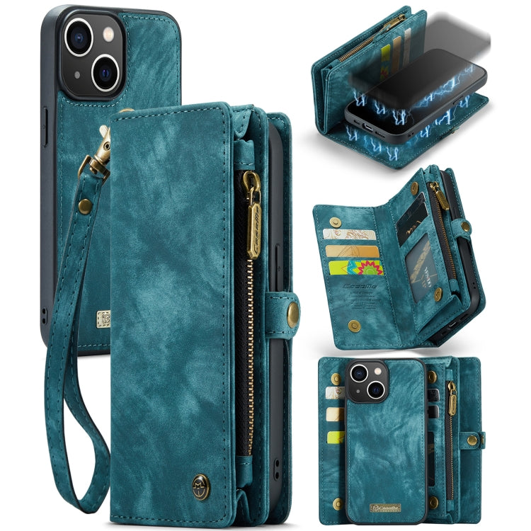 For iPhone 13 CaseMe-008 Detachable Multifunctional Horizontal Flip Leather Case with Card Slot & Holder & Zipper Wallet & Photo Frame(Blue) - HoMEdemic™ 