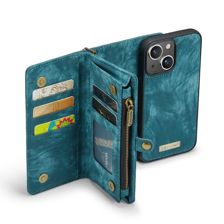 For iPhone 13 CaseMe-008 Detachable Multifunctional Horizontal Flip Leather Case with Card Slot & Holder & Zipper Wallet & Photo Frame(Blue) - HoMEdemic™ 
