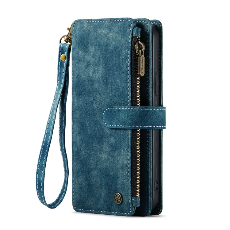 For iPhone 13 Pro Max CaseMe-C30 PU + TPU Multifunctional Horizontal Flip Leather Case with Holder & Card Slot & Wallet & Zipper Pocket (Blue) - HoMEdemic™ 