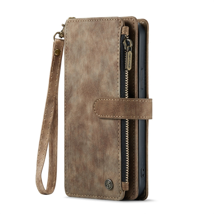 For iPhone 13 Pro CaseMe-C30 PU + TPU Multifunctional Horizontal Flip Leather Case with Holder & Card Slot & Wallet & Zipper Pocket (Brown) - HoMEdemic™ 