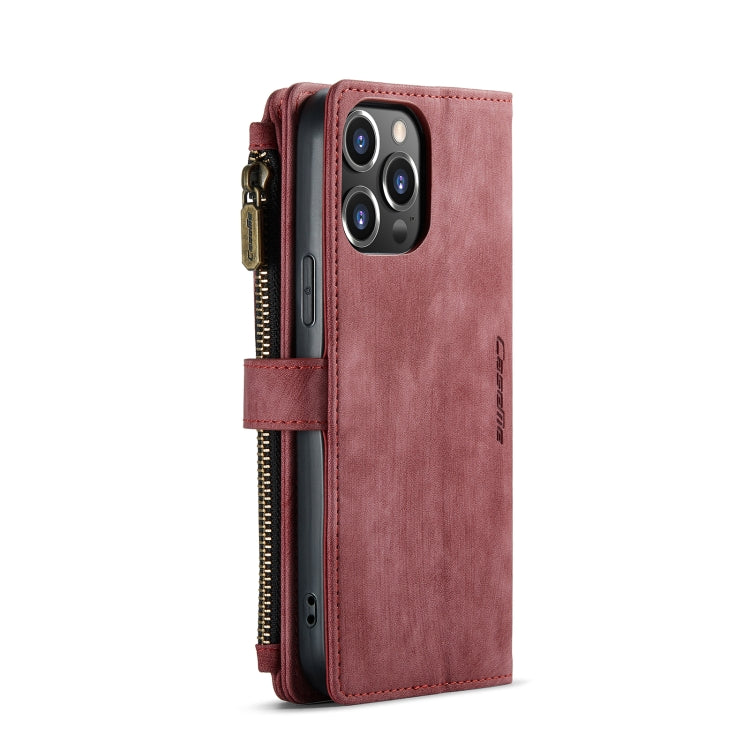 For iPhone 13 Pro CaseMe-C30 PU + TPU Multifunctional Horizontal Flip Leather Case with Holder & Card Slot & Wallet & Zipper Pocket (Red) - HoMEdemic™ 