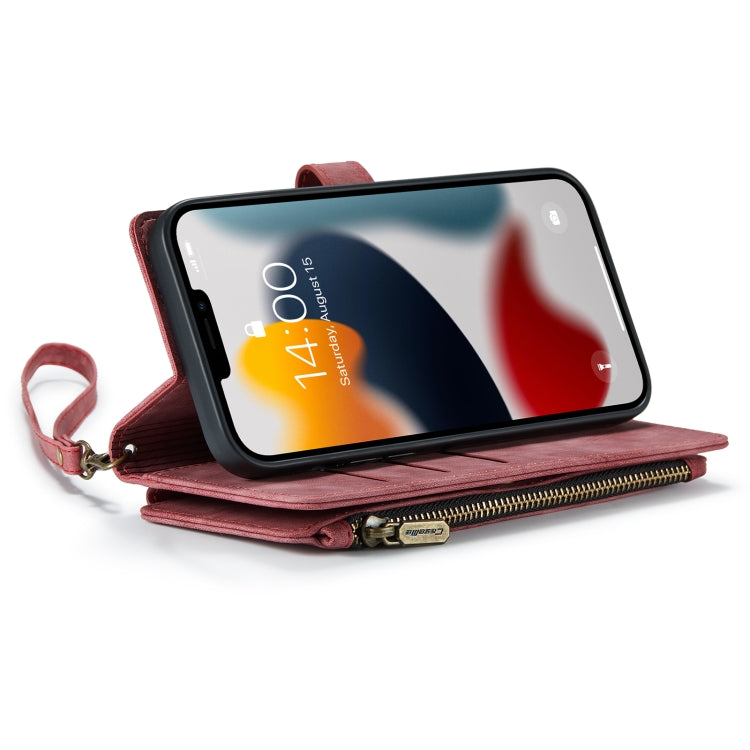 For iPhone 13 Pro CaseMe-C30 PU + TPU Multifunctional Horizontal Flip Leather Case with Holder & Card Slot & Wallet & Zipper Pocket (Red) - HoMEdemic™ 