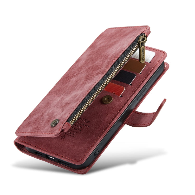 For iPhone 13 Pro CaseMe-C30 PU + TPU Multifunctional Horizontal Flip Leather Case with Holder & Card Slot & Wallet & Zipper Pocket (Red) - HoMEdemic™ 