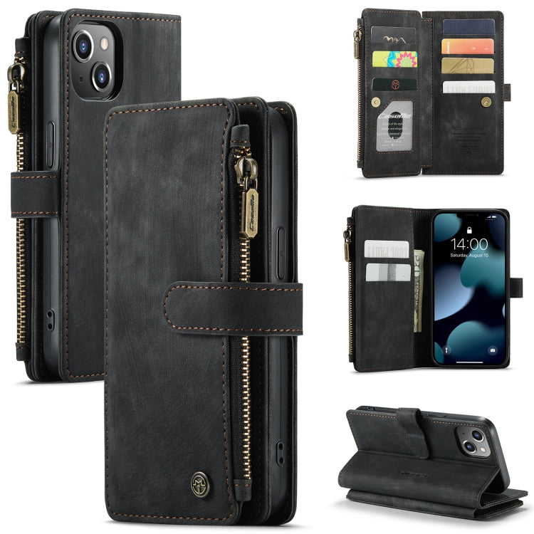 For iPhone 13 CaseMe-C30 PU + TPU Multifunctional Horizontal Flip Leather Case with Holder & Card Slot & Wallet & Zipper Pocket(Black) - HoMEdemic™ 