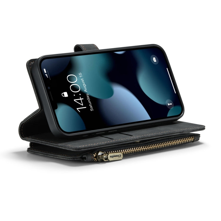 For iPhone 13 CaseMe-C30 PU + TPU Multifunctional Horizontal Flip Leather Case with Holder & Card Slot & Wallet & Zipper Pocket(Black) - HoMEdemic™ 