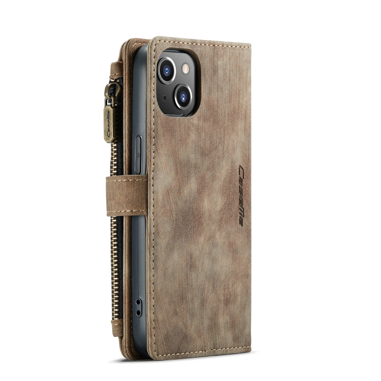 For iPhone 13 CaseMe-C30 PU + TPU Multifunctional Horizontal Flip Leather Case with Holder & Card Slot & Wallet & Zipper Pocket(Brown) - HoMEdemic™ 