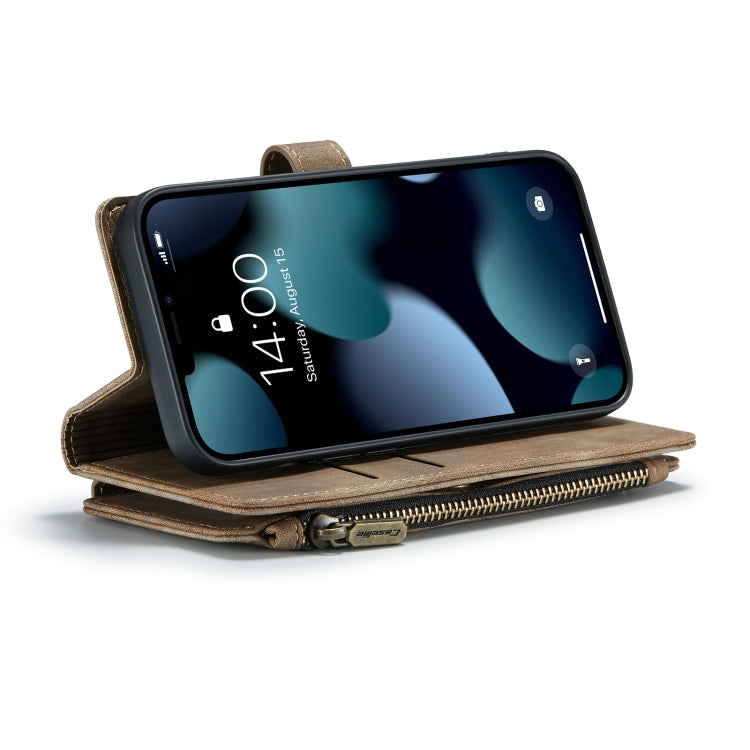 For iPhone 13 CaseMe-C30 PU + TPU Multifunctional Horizontal Flip Leather Case with Holder & Card Slot & Wallet & Zipper Pocket(Brown) - HoMEdemic™ 