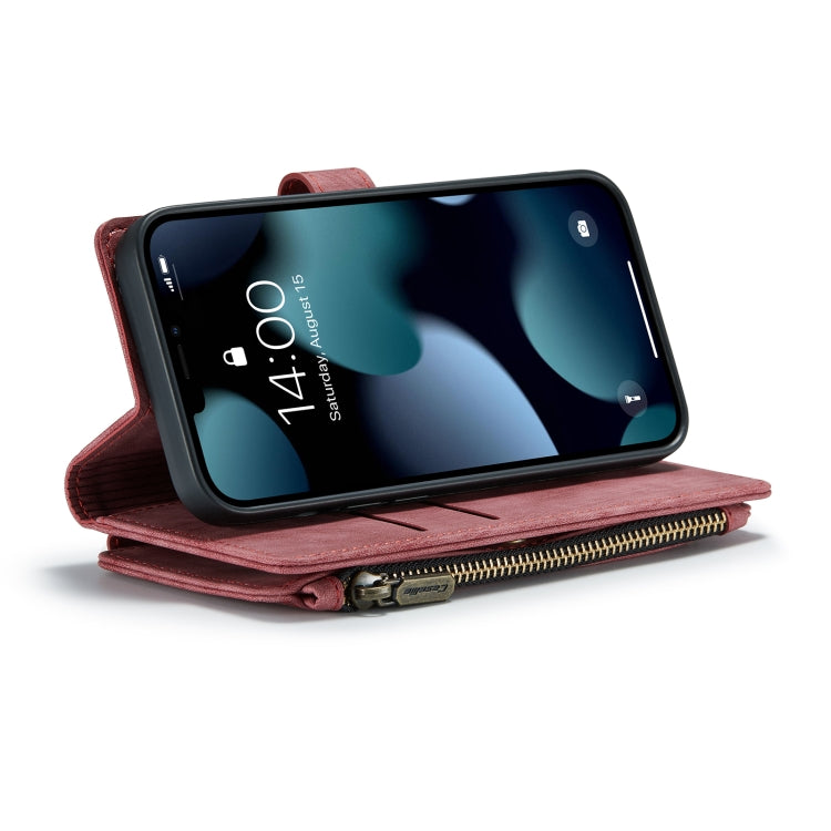 For iPhone 13 CaseMe-C30 PU + TPU Multifunctional Horizontal Flip Leather Case with Holder & Card Slot & Wallet & Zipper Pocket(Red) - HoMEdemic™ 
