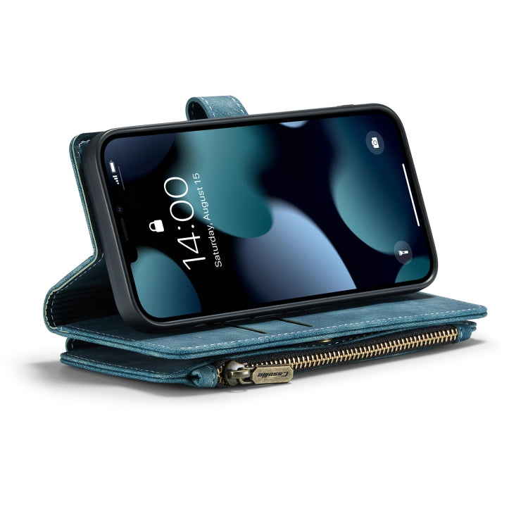 For iPhone 13 CaseMe-C30 PU + TPU Multifunctional Horizontal Flip Leather Case with Holder & Card Slot & Wallet & Zipper Pocket(Blue) - HoMEdemic™ 