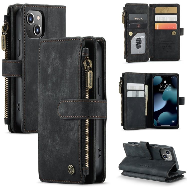 For iPhone 13 mini CaseMe-C30 PU + TPU Multifunctional Horizontal Flip Leather Case with Holder & Card Slot & Wallet & Zipper Pocket (Black) - HoMEdemic™ 