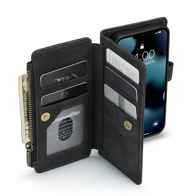 For iPhone 13 mini CaseMe-C30 PU + TPU Multifunctional Horizontal Flip Leather Case with Holder & Card Slot & Wallet & Zipper Pocket (Black) - HoMEdemic™ 