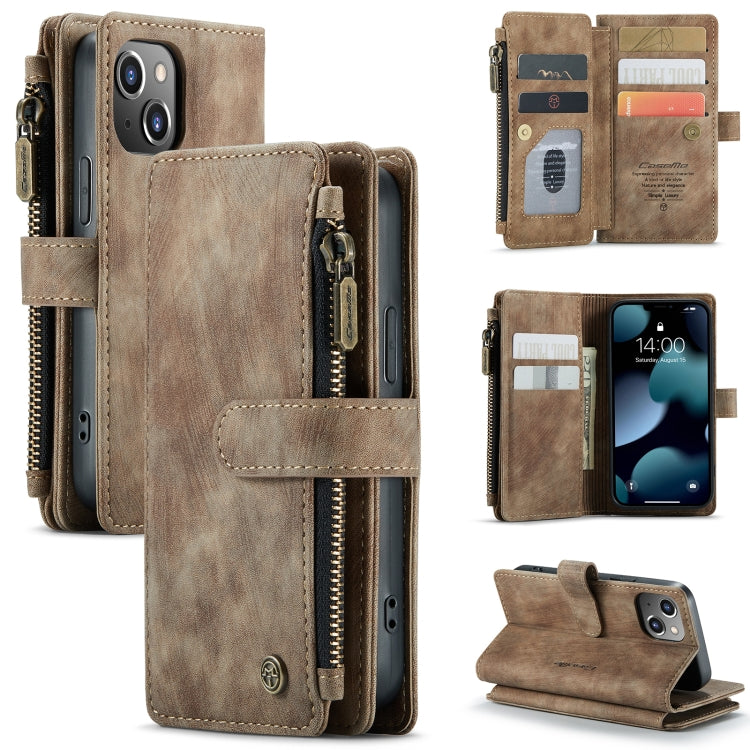 For iPhone 13 mini CaseMe-C30 PU + TPU Multifunctional Horizontal Flip Leather Case with Holder & Card Slot & Wallet & Zipper Pocket (Brown) - HoMEdemic™ 