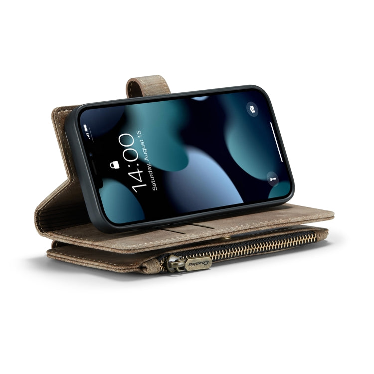 For iPhone 13 mini CaseMe-C30 PU + TPU Multifunctional Horizontal Flip Leather Case with Holder & Card Slot & Wallet & Zipper Pocket (Brown) - HoMEdemic™ 