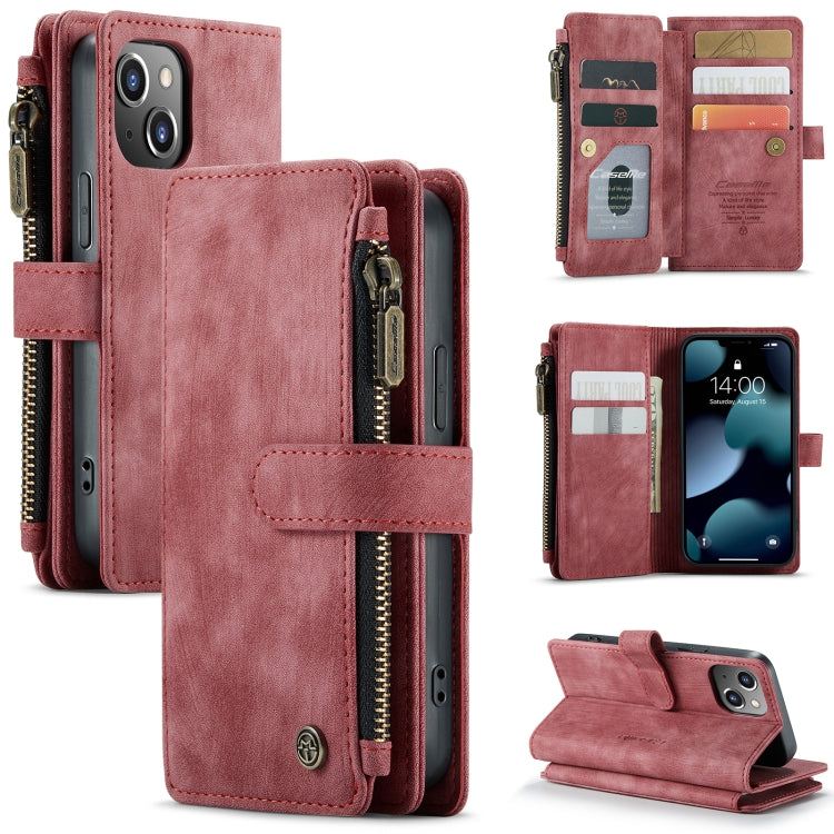 For iPhone 13 mini CaseMe-C30 PU + TPU Multifunctional Horizontal Flip Leather Case with Holder & Card Slot & Wallet & Zipper Pocket (Red) - HoMEdemic™ 