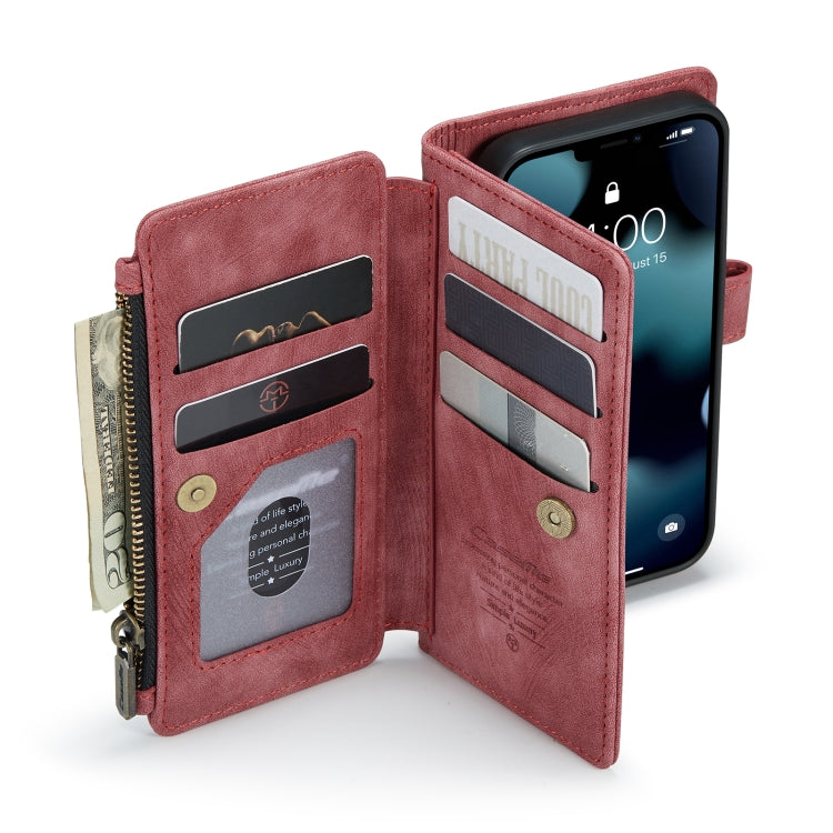 For iPhone 13 mini CaseMe-C30 PU + TPU Multifunctional Horizontal Flip Leather Case with Holder & Card Slot & Wallet & Zipper Pocket (Red) - HoMEdemic™ 