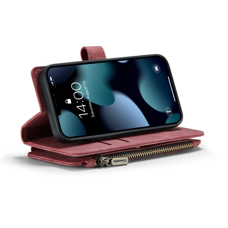 For iPhone 13 mini CaseMe-C30 PU + TPU Multifunctional Horizontal Flip Leather Case with Holder & Card Slot & Wallet & Zipper Pocket (Red) - HoMEdemic™ 