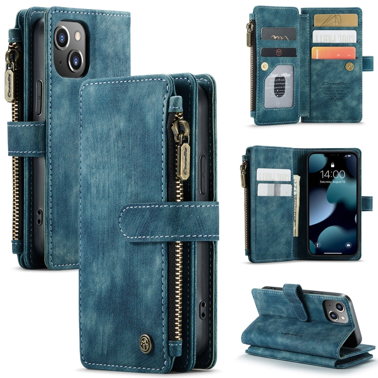 For iPhone 13 mini CaseMe-C30 PU + TPU Multifunctional Horizontal Flip Leather Case with Holder & Card Slot & Wallet & Zipper Pocket (Blue) - HoMEdemic™ 