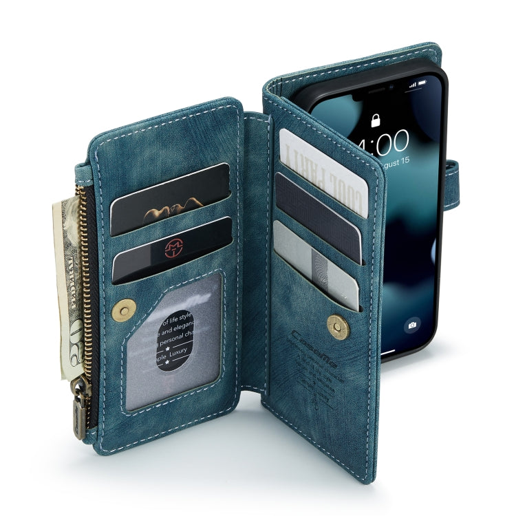 For iPhone 13 mini CaseMe-C30 PU + TPU Multifunctional Horizontal Flip Leather Case with Holder & Card Slot & Wallet & Zipper Pocket (Blue) - HoMEdemic™ 