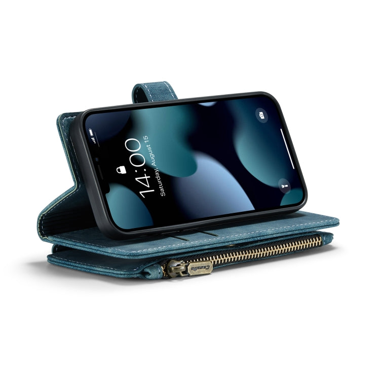 For iPhone 13 mini CaseMe-C30 PU + TPU Multifunctional Horizontal Flip Leather Case with Holder & Card Slot & Wallet & Zipper Pocket (Blue) - HoMEdemic™ 