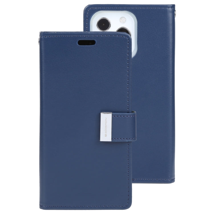 For iPhone 13 Pro GOOSPERY RICH DIARY Crazy Horse Texture Horizontal Flip Leather Case with Holder & Card Slots & Wallet (Blue) - HoMEdemic™ 