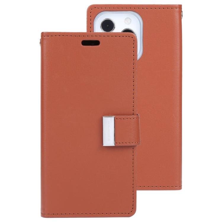 For iPhone 13 Pro GOOSPERY RICH DIARY Crazy Horse Texture Horizontal Flip Leather Case with Holder & Card Slots & Wallet (Brown) - HoMEdemic™ 