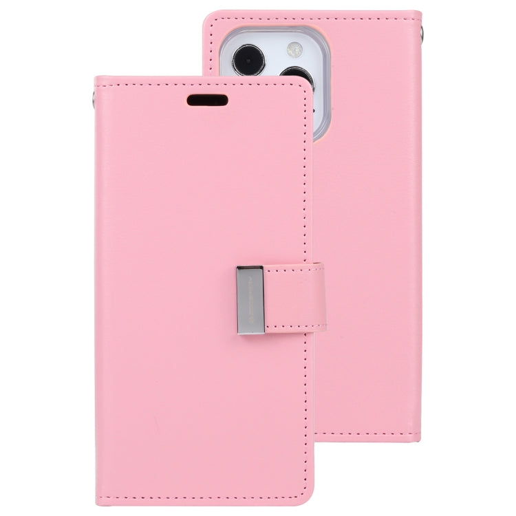 For iPhone 13 Pro GOOSPERY RICH DIARY Crazy Horse Texture Horizontal Flip Leather Case with Holder & Card Slots & Wallet (Pink) - HoMEdemic™ 