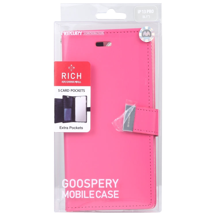 For iPhone 13 Pro GOOSPERY RICH DIARY Crazy Horse Texture Horizontal Flip Leather Case with Holder & Card Slots & Wallet (Rose Red) - HoMEdemic™ 