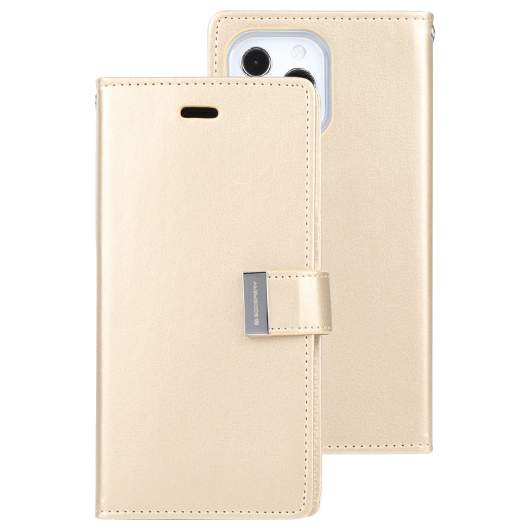 For iPhone 13 Pro GOOSPERY RICH DIARY Crazy Horse Texture Horizontal Flip Leather Case with Holder & Card Slots & Wallet (Gold) - HoMEdemic™ 
