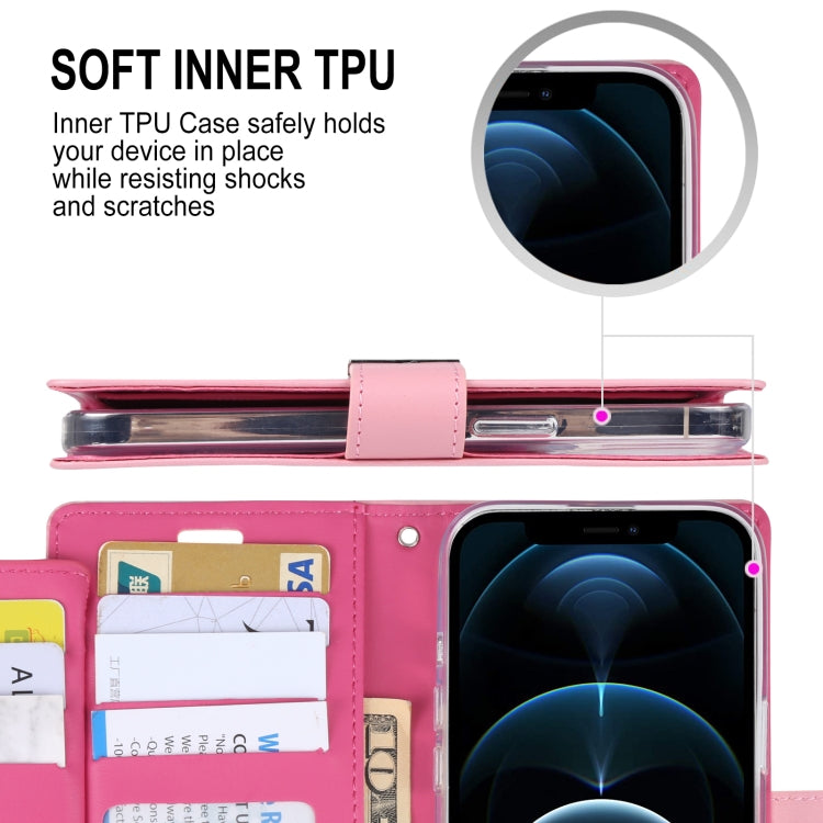 For iPhone 13 Pro GOOSPERY RICH DIARY Crazy Horse Texture Horizontal Flip Leather Case with Holder & Card Slots & Wallet (Pink) - HoMEdemic™ 